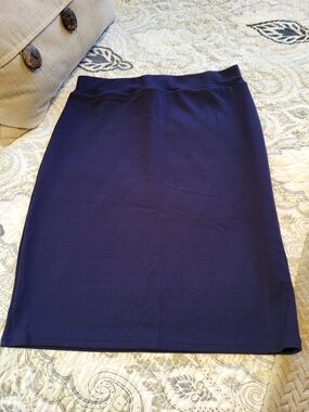 Classic Navy Pencil Skirt - Women's Tailored Knit